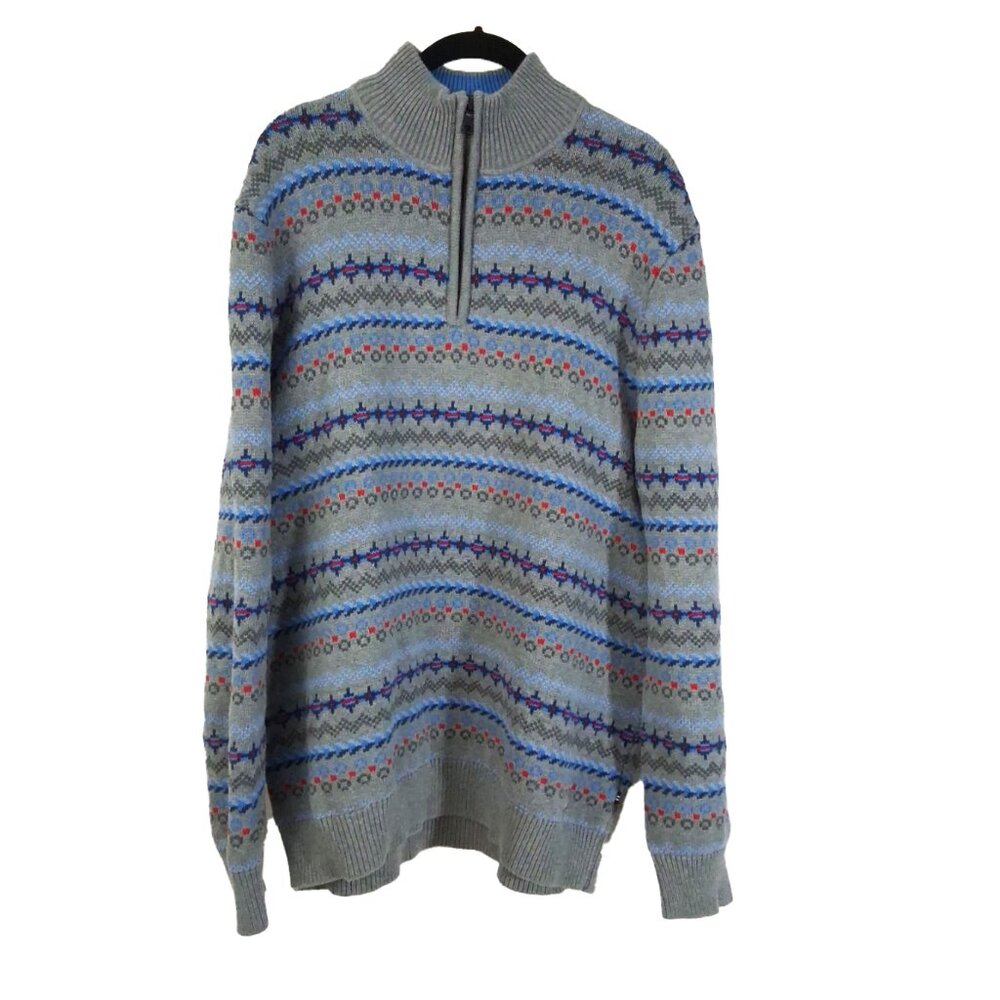 Men's Nautica 100% Cotton Knit Pullover Sweater Mock Neck Zip-Up Unisex